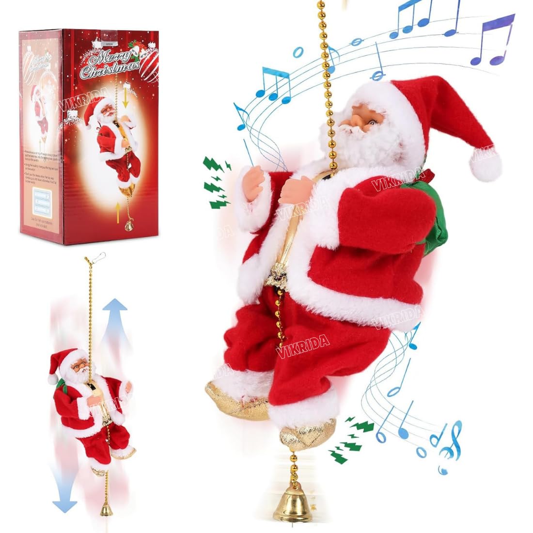 Papá Noel Escalador Musical con Movimiento