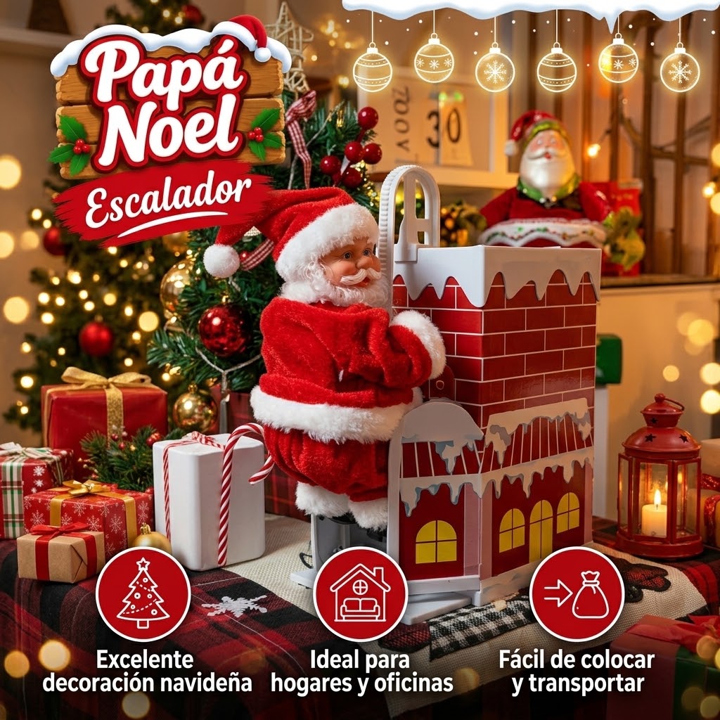 Papá Noel Escalador Decorativo de Navidad