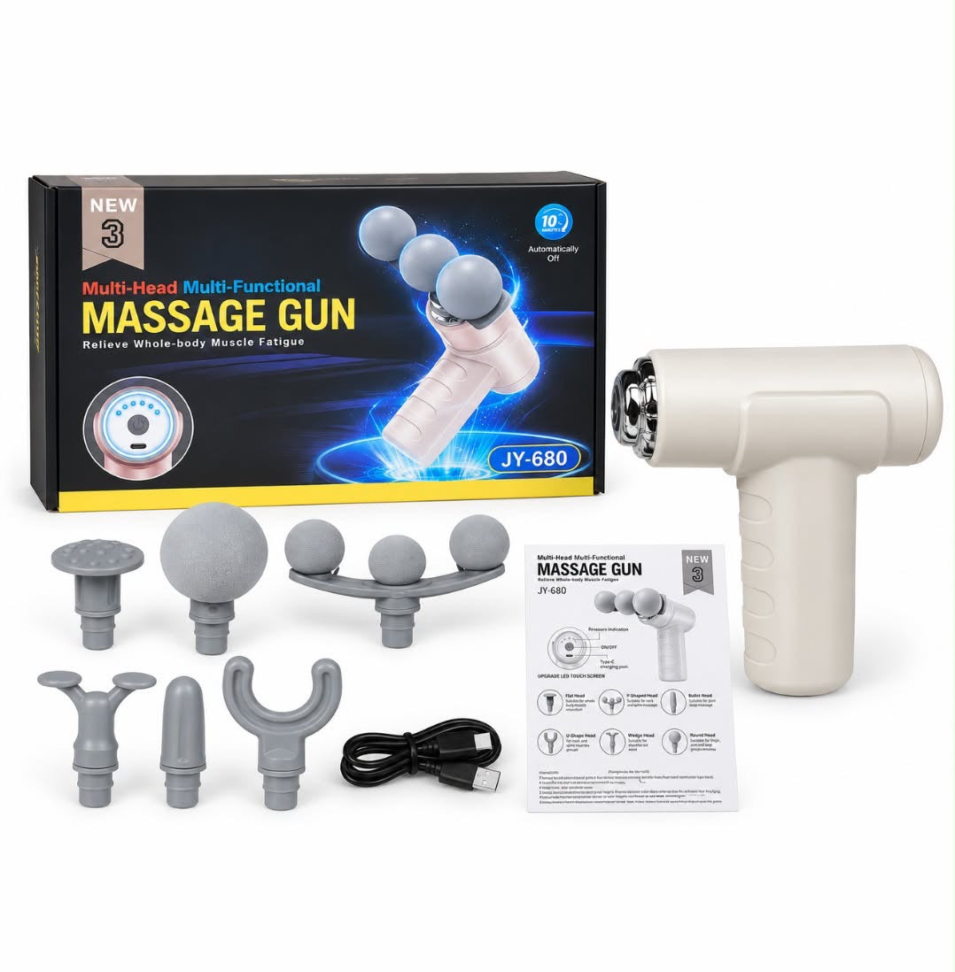 Masajeador Muscular Electrico Gun Masaje De 3 Cabezales Intercambiables