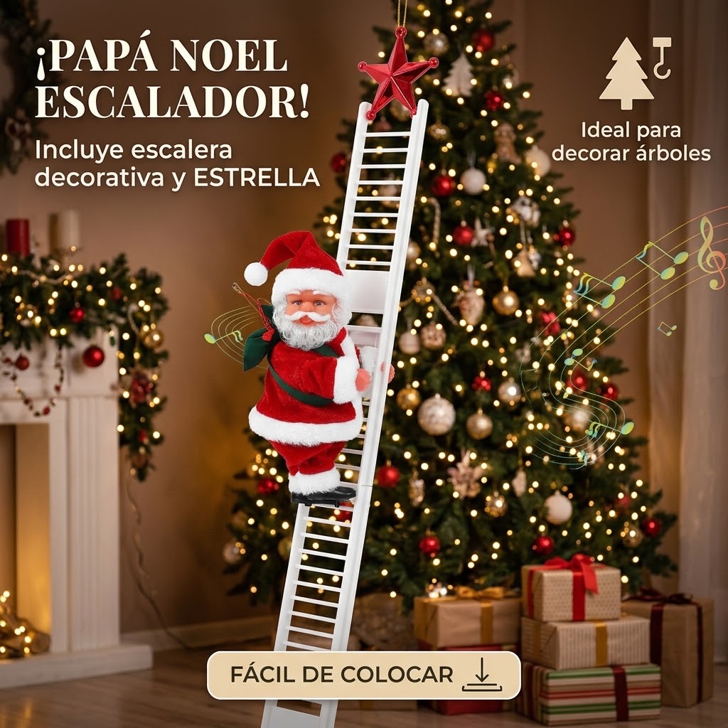 Papá Noel Escalador para Árbol de Navidad