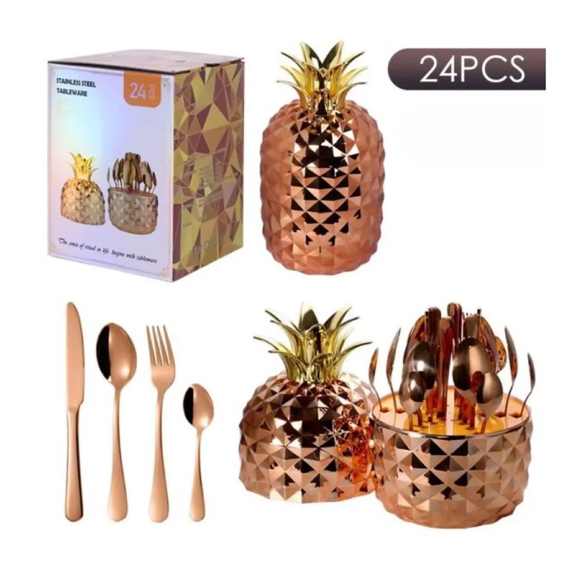 Juego de cubiertos de 24 piezas piña