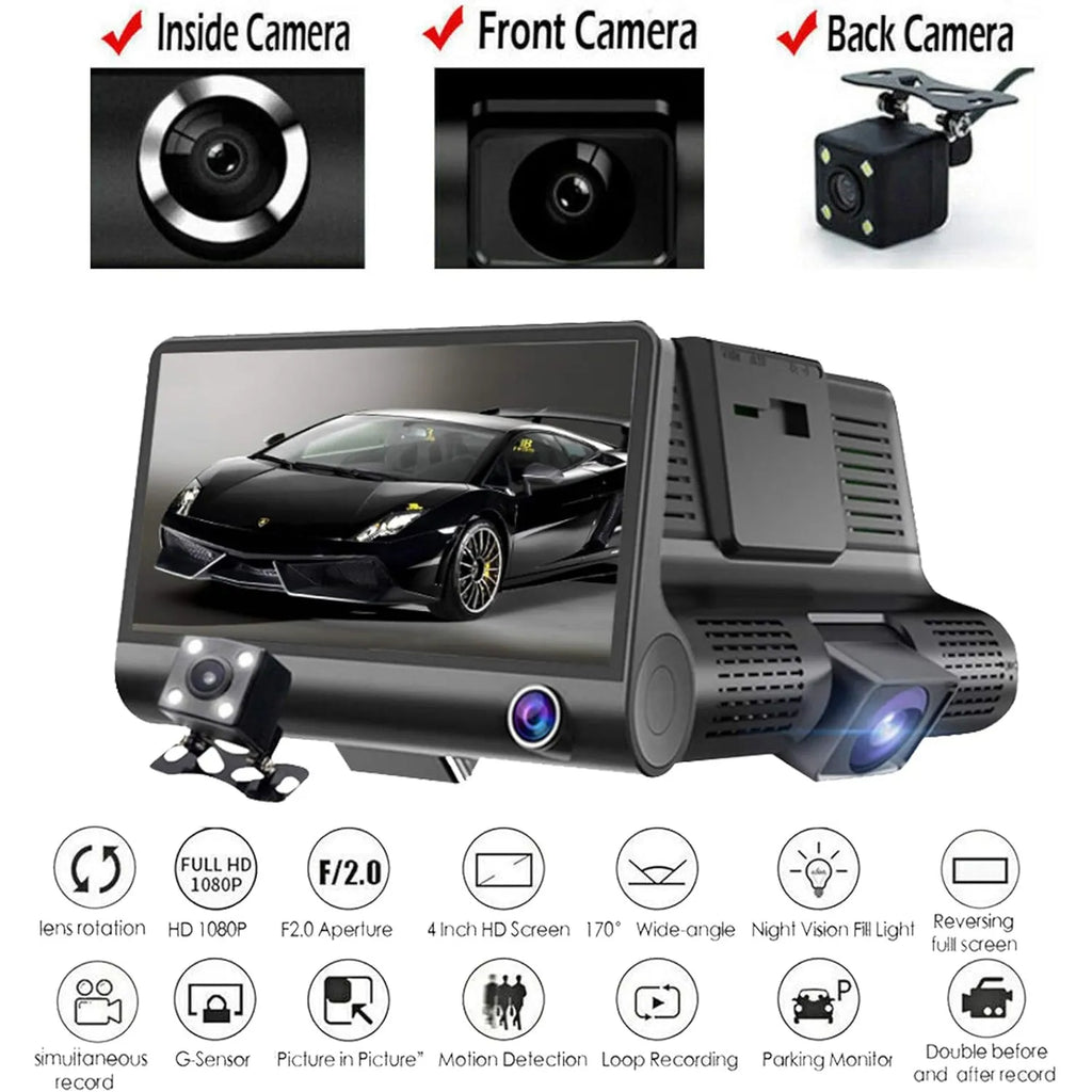 Cámara DVR para Auto 3 Cámaras Full HD 1080P