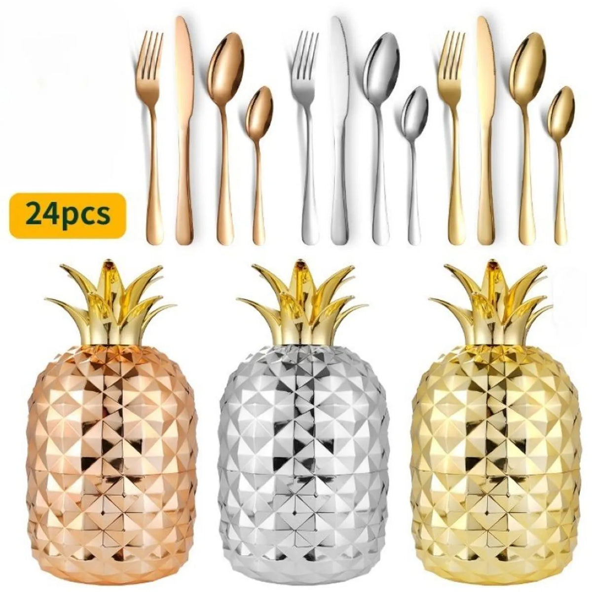 Juego de cubiertos de 24 piezas piña